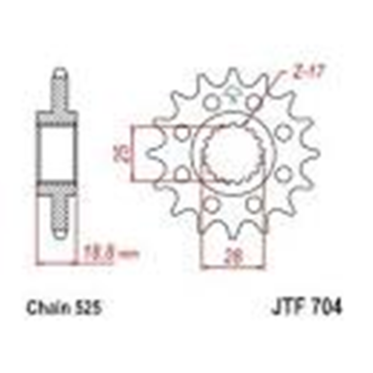 PION JT 704 de acero con 16 dientes CON GOMA